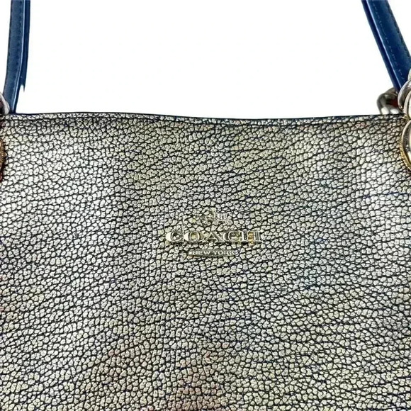 Coach Sophia Small Tote Bag Gold Black Metallic Pebbled Leather Women's Handbag - Picture 6 of 12